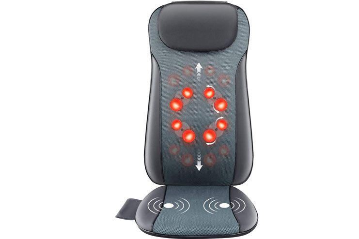 3D Shiatsu Back Massager with Heat Rolli-Fit Kneading Full Back Massager